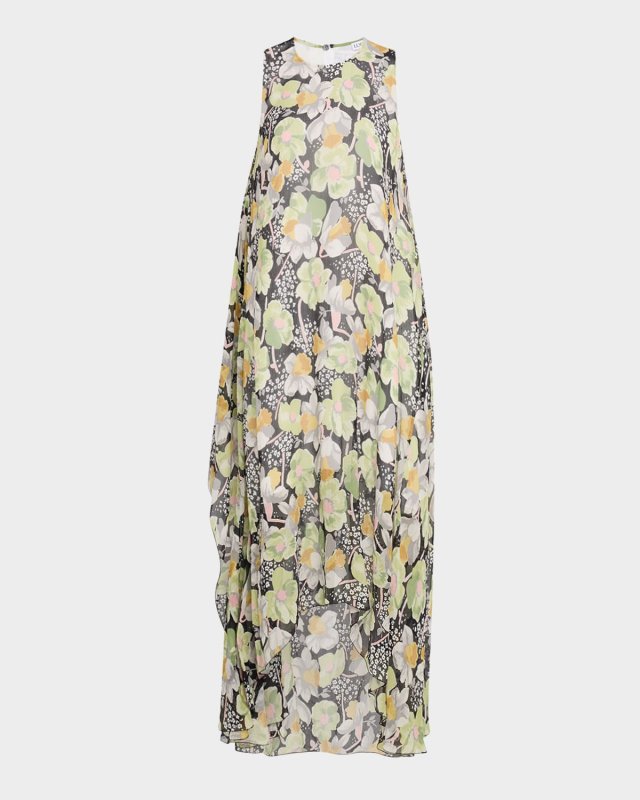 Flower Chiffon High-Low Dress